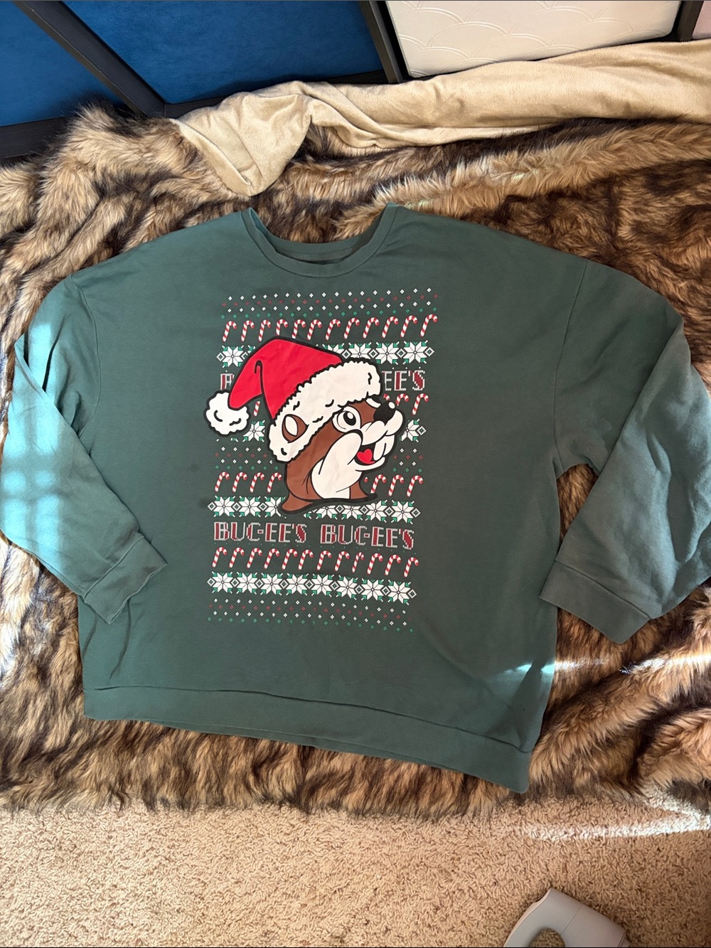 Buc-ee's Christmas Sweatshirt Buc-ee Beaver Santa Green Pullover Size 3X
